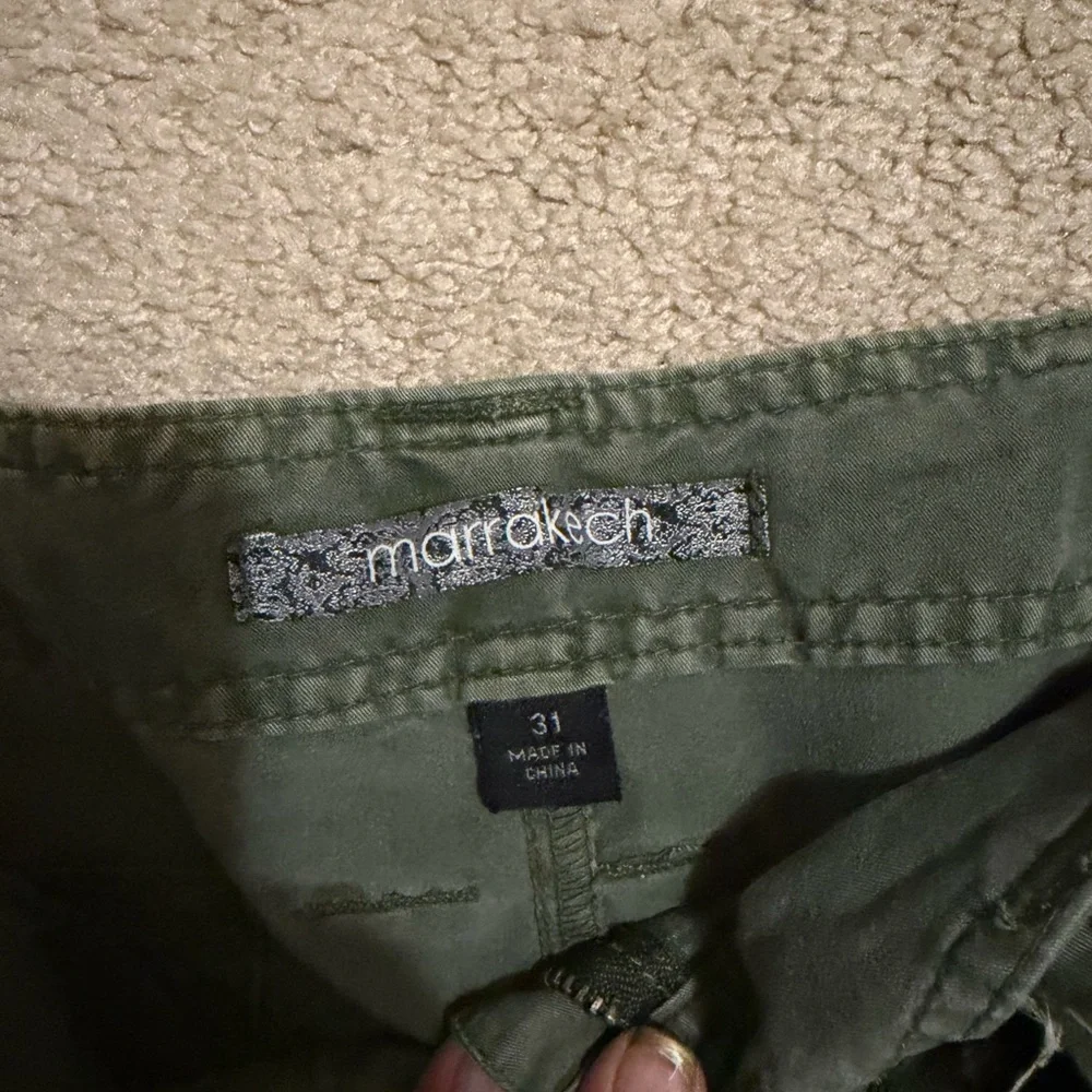 Olive Boot Cut Cargo Pants for Women - Picture 3 of 4